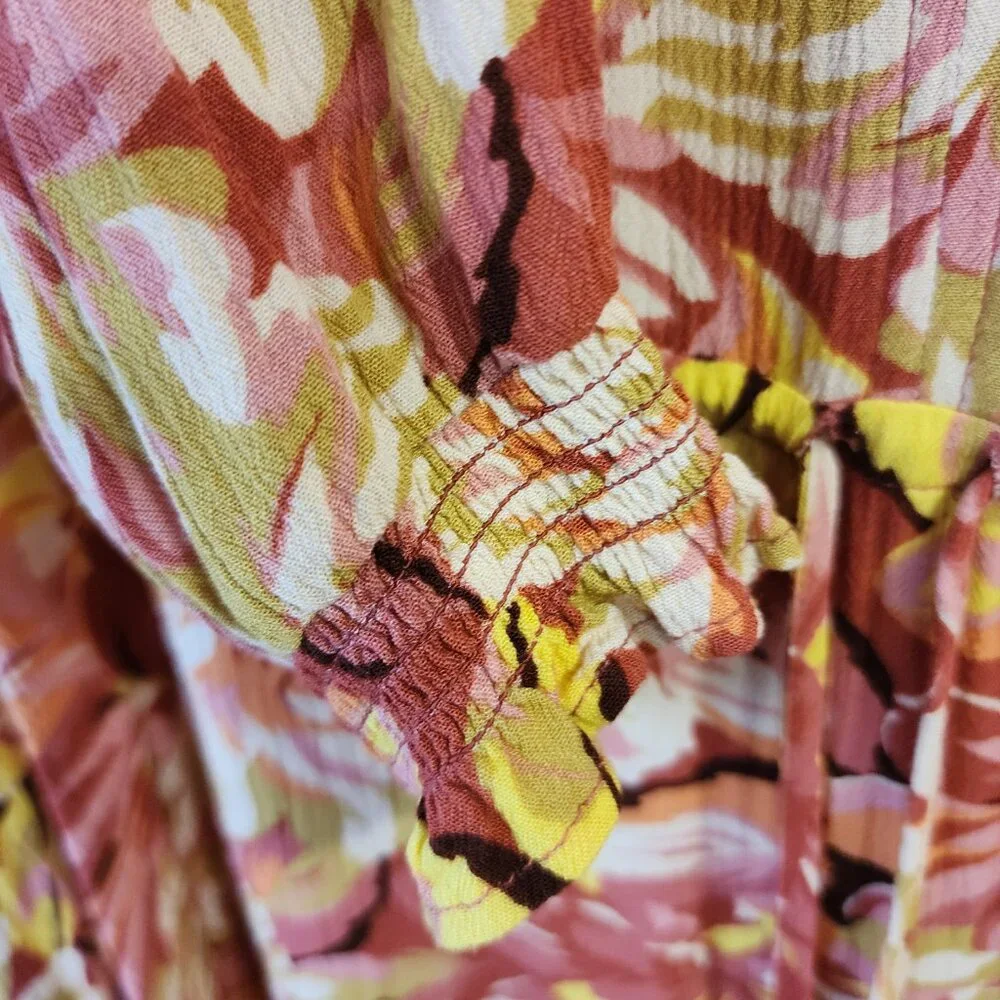 TORRID Rust Floral Print Ester Long Sleeve Peasant Top Size 2 NWOT - Picture 5 of 8